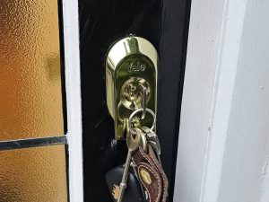 Yale lock opened in Preston showing Brass lock with new keys in the lock
